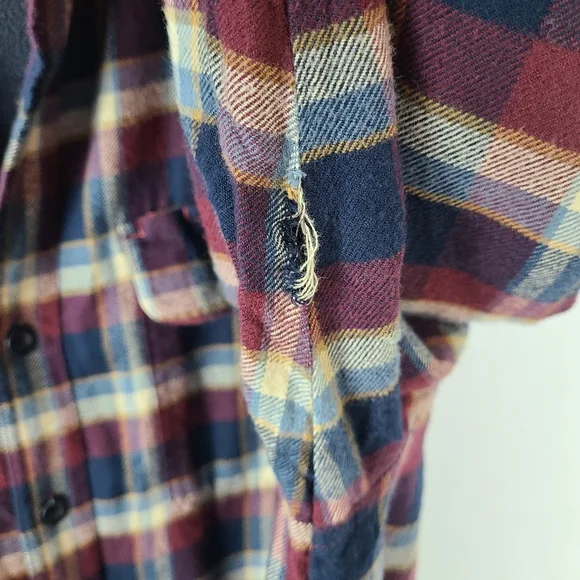 L.L. Bean Blue Plaid Heavyweight Fleece Lined Chore Shirt Jacket Shacket - Picture 9 of 12